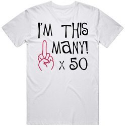 50th Birthday Finger Retro Graphic Unisex Cotton White Classic T Shirt