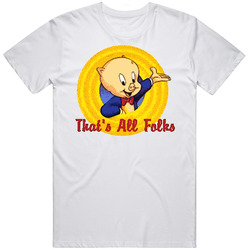 Porky Pig That's All Folks Retro Retro Graphic Unisex Cotton White Classic T Shirt