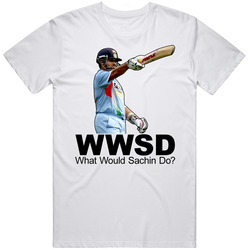 Sachin Tendulkar Wwjd India Cricket Retro Graphic Unisex Cotton White Classic T Shirt