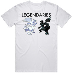 Pokemon Black And White Legendaries Retro Graphic Unisex Cotton White Classic T Shirt