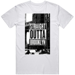 Straight Outta Brooklyn Retro Graphic Unisex Cotton White Classic T Shirt
