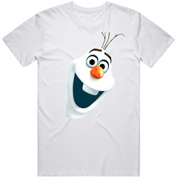 Olaf The Snowman Winter Big Face Carrot Nose Frozen Retro Graphic Unisex Cotton White Classic T Shirt