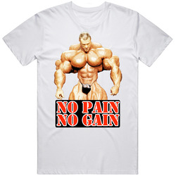 No Pain No Gain Muscle Bodybuilding Gym Steroids White Retro Graphic Unisex Cotton White Classic T Shirt