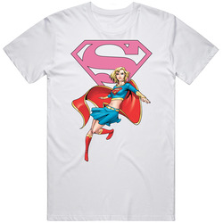 Super Girl Comic Book Hero Retro Graphic Unisex Cotton White Classic T Shirt