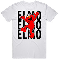 Cartoon Elmo Sesame Street Retro Graphic Unisex Cotton White Classic T Shirt
