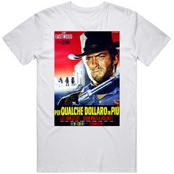 Clint Eastwood Per Qualche Dollaro In Piu Retro Graphic Unisex Cotton White Classic T Shirt