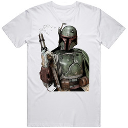 Boba Fett Retro Graphic Unisex Cotton White Classic T Shirt