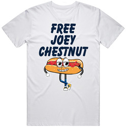 Free Joey Chestnut Hot Dog Champion Retro Graphic Unisex Cotton White Classic T Shirt
