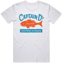 Captain Ds Fast Food Restaurant Distressed Look Retro Graphic Unisex Cotton White Classic T Shirt