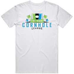 Tri-muni Cornhole League Logo Retro Graphic Unisex Cotton White Classic T Shirt