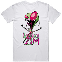 Invader Zim Retro Graphic Unisex Cotton White Classic T Shirt
