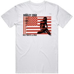 Motley Crue Red White And Crue American Flag Retro Graphic Unisex Cotton White Classic T Shirt