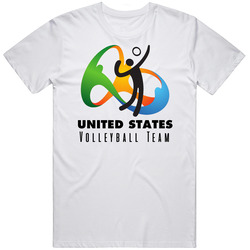 United States Volleyball Team Rio 2016 Olympic Event Logo Retro Graphic Unisex Cotton White Classic T Shirt