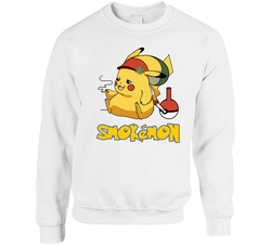 Pikachu Smokemon Weed Smoking Funny Pokemon Parody sweater Crewneck Sweatshirt