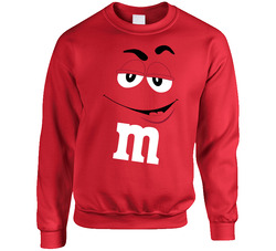 Red M&m Big Face Funny Halloween Costume sweater Crewneck Sweatshirt