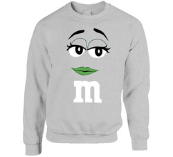 Green M&m Big Face Funny Halloween Costume sweater Crewneck Sweatshirt