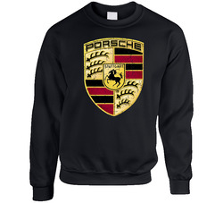 Porsche Automobile Car Truck Motorcycle Parts Cool Distressed Style Brand Logo Emblem sweater Crewneck Sweatshirt
