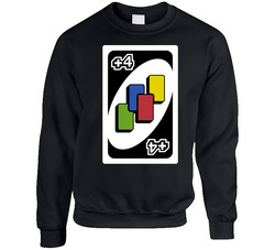 Wild Draw Four 4 Uno Card Game Fan Halloween Fancy Dress sweater Crewneck Sweatshirt