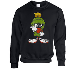 Marvin The Martian Middle Finger Flipping The Bird Looney Toons Worn Look sweater Crewneck Sweatshirt