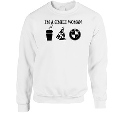 Bmw Simple Woman Coffee Pizza Car Logo Driving Fan sweater Crewneck Sweatshirt