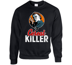 Michael Myers Cereal Killer Funny Halloween Costume Worn Look sweater Crewneck Sweatshirt