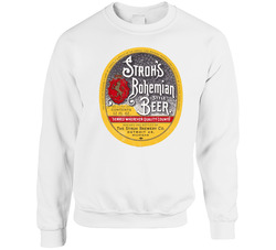 Stroh's Bohemian Style Beer Distressed Look Label sweater Crewneck Sweatshirt