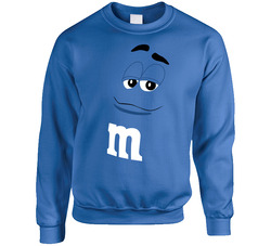 Blue M&m Big Face Funny Halloween Costume sweater Crewneck Sweatshirt