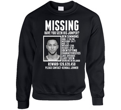 Ben Simmons Missing Have You Seen His Jumper Funny Philadelphia Basketball Fan sweater Crewneck Sweatshirt