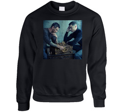 Lionel Messi And Cristiano Ronaldo Playing Chess Distressed sweater Crewneck Sweatshirt