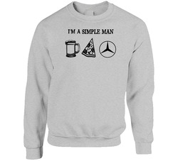 Mercedes Benz Simple Man Beer Pizza Car Logo Driving Fan sweater Crewneck Sweatshirt