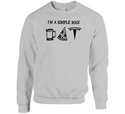 Tesla Simple Man Beer Pizza Car Logo Driving Fan sweater Crewneck Sweatshirt