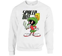 Spaced Out Marvin The Martian Smoking Weed Pot Stoner Retro Cartoon Parody sweater Crewneck Sweatshirt