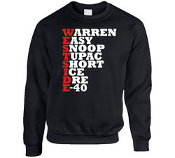 Westside Rappers Acrostic Name List California Music Fan sweater Crewneck Sweatshirt