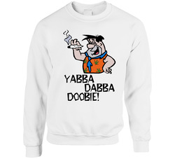 Yabba Dabba Dobie Fred Flintstone Smoking Weed Funny Stoner Parody Sweater Crewneck Sweatshirt