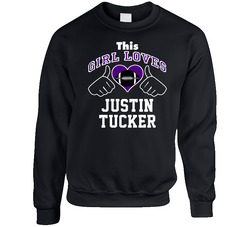 This Girl Loves Justin Tucker Baltimore Football Player Sports Fan Heart Sweater Crewneck Sweatshirt