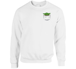 Baby Yoda In A Pocket Cute Star Wars The Mandalorian Fan Sweater Crewneck Sweatshirt