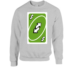 Reverse Green Uno Card Game Fan Halloween Fancy Dress Sweater Crewneck Sweatshirt