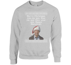 Kiss My Ass National Lampoons Christmas Vacation Quote Clark Knit Sweater Crewneck Sweatshirt