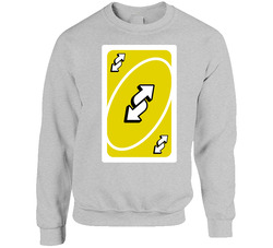Reverse Yellow Uno Card Game Fan Halloween Fancy Dress Sweater Crewneck Sweatshirt