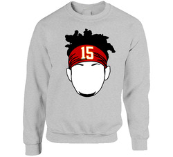 Patrick Mahomes Number 15 Athlete Fan Kansas City Football Big Head Silhouette Sweater Crewneck Sweatshirt
