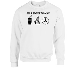 Mercedes Benz Simple Woman Coffee Pizza Car Logo Driving Fan Sweater Crewneck Sweatshirt