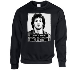John J Rambo First Blood Mugshot 80s Action Movie Fan Sweater Crewneck Sweatshirt