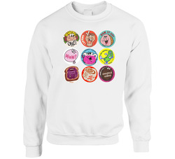 Scratch N Sniff Cool 80s Stickers Distressed Look Sweater Crewneck Sweatshirt