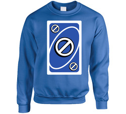 Skip Blue Uno Card Game Fan Halloween Fancy Dress Sweater Crewneck Sweatshirt