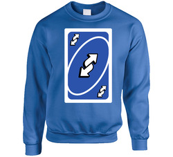 Reverse Blue Uno Card Game Fan Halloween Fancy Dress Sweater Crewneck Sweatshirt