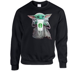 Baby Yoda The Child Mandalorian Starbucks Coffee Drink Sweater Crewneck Sweatshirt