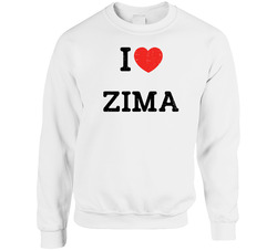 I Love Heart Zima First Name Worn Look Sweater Crewneck Sweatshirt