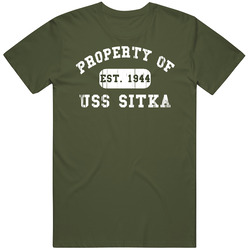 Property Of Uss Sitka Established 1944 Us Navy Classic Cotton T Shirt