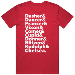 Reindeer Rudolph And Chelsea Personalized First Name Holiday Gift Classic Cotton T Shirt