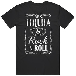 Sex Drugs Tequila Rock N Roll Food Drink Label Parody Classic Cotton T Shirt